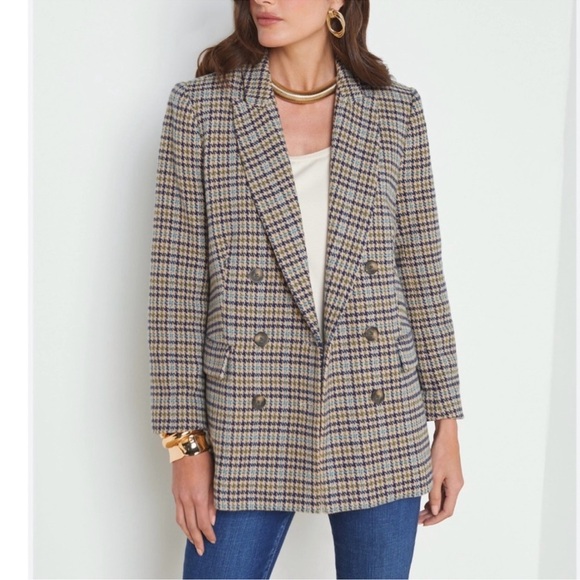 L'AGENCE Jackets & Blazers - L’AGENCE Aimee Tweed Houndstooth Boyfriend Blazer